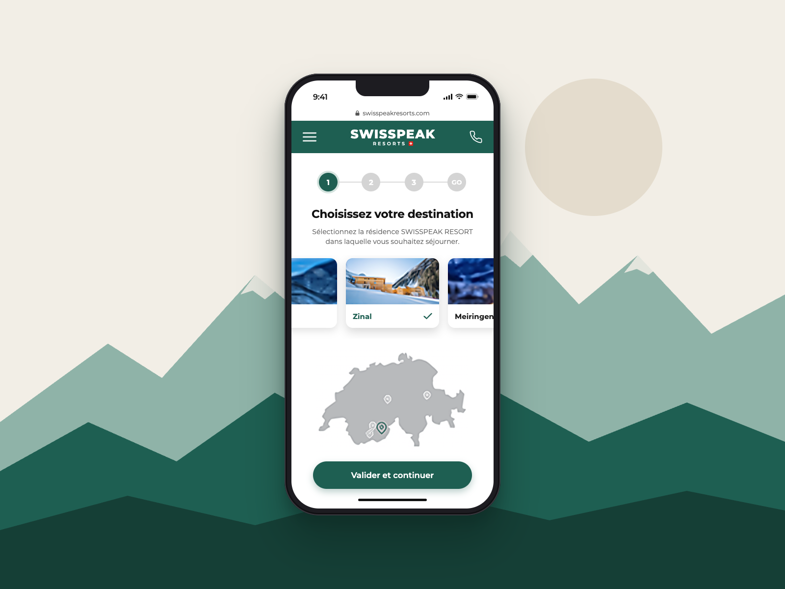 Booking main screen Swisspeak Resorts